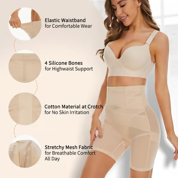 4-in-1 Shaper - Quick Slim Shape Wear Tummy, Back, Thighs, Hips - Black/Efffective Seamless Tummy Tucker