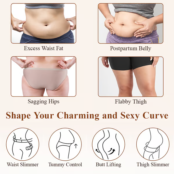4-in-1 Shaper - Quick Slim Shape Wear Tummy, Back, Thighs, Hips - Black/Efffective Seamless Tummy Tucker